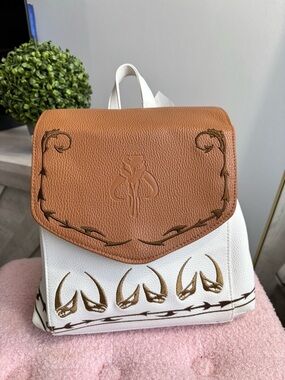 Star Wars White and Tan Embossed Mandalorian Backpack